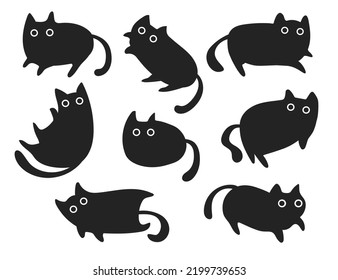 Black silhouette of funny cats