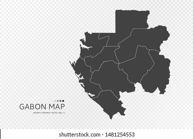 Black silhouette of Gabon map on transparent background. EPS10 vector file organized in layers for easy editing.