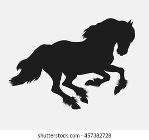 Black silhouette of a galloping Frisian horse