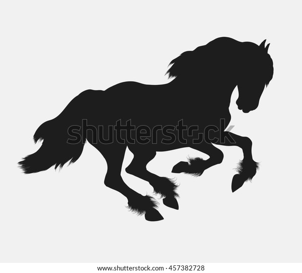 Black silhouette\
of a galloping Frisian\
horse