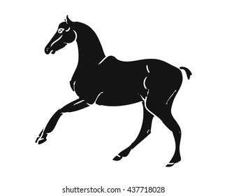 Black silhouette of a galloping horse