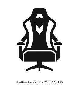 Black silhouette of a gaming chair on white background vector illustration featuring contrasting colors and simple lines