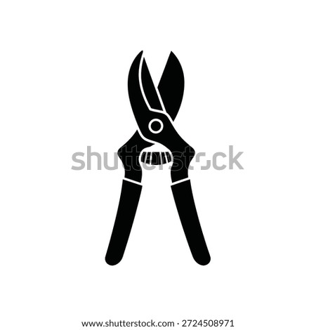 Black Silhouette of Garden Pruning Shears on White