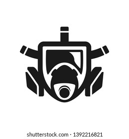 Black silhouette of the gas mask icon is isolated on a white background.
