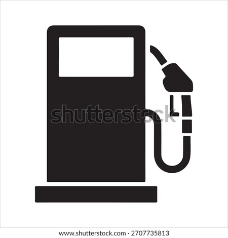 Black silhouette of a gas pump. Represents fuel, gasoline, service stations, and the oil industry. Simple, clean, and vector-based design.