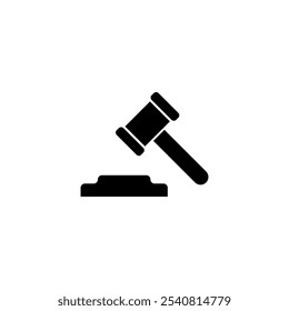 Black silhouette of a gavel, a symbol of law and order in vector format.