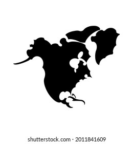 Mapa geográfico de silueta negra del continente norteamericano. Ilustración vectorial de material.