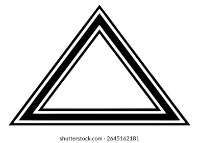 Black silhouette of a geometric triangle with thick borders on white background. Simple vector graphic with bold lines.
