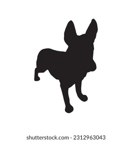 Black silhouette of German Shepherd dog on a white background. Vector illustration
