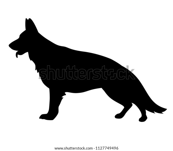 Black Silhouette German Shepherd Dog On Stock Vector (Royalty Free ...
