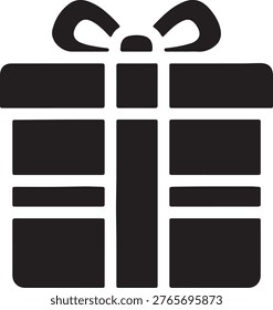 Black silhouette gift box icon with bow for celebrations and special occasions celebration surprise birthday christmas anniversary occasion happiness pictogram silhouette container delivery