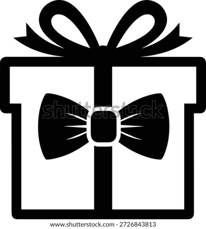 Black silhouette of a gift package decorated with a bow tie, ideal for masculine celebrations and Father's Day.