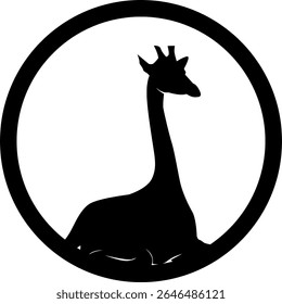 Black silhouette giraffe animal icon set. Animal symbols