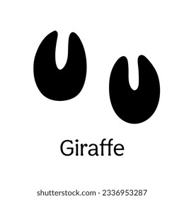 Black silhouette giraffe footprint isolated on white