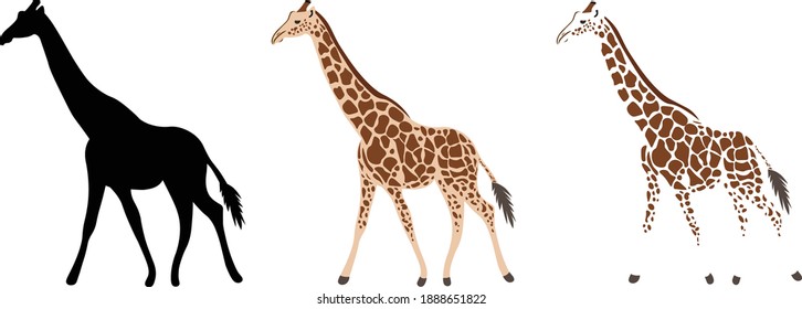
Black silhouette of giraffe, giraffe vector art and giraffe without background