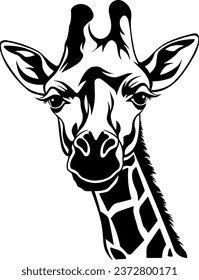 black silhouette of a giraffe without background