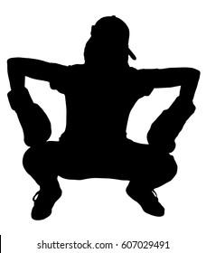 Black silhouette of a girl in boxing gloves. Boxing, sports, posture.