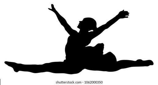 Black silhouette of girl cheerleader or ballet dancer.