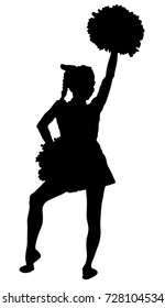 Black silhouette of girl cheerleader. Sports, cheerleading