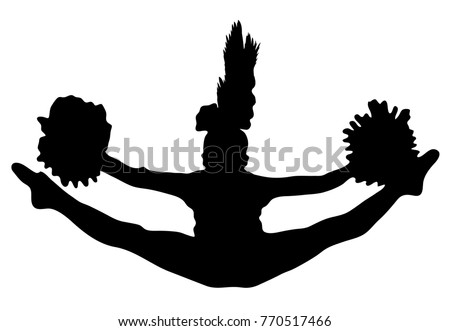 Black silhouette of girl cheerleader. Sports, cheerleading, split. Zdjęcia stock © 