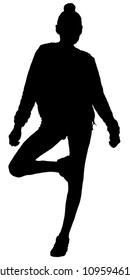 Black silhouette of girl cheerleaders. Sports, cheerleading, split.