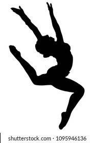 Black silhouette of girl cheerleaders. Sports, cheerleading, split.