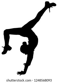 Black silhouette of girl cheerleaders. Sports, cheerleading, split.