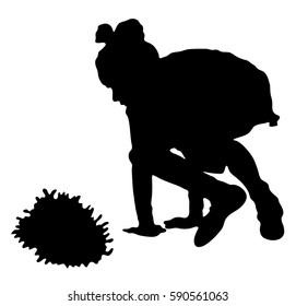 Black silhouette of girl cheerleaders. Sports, cheerleading.