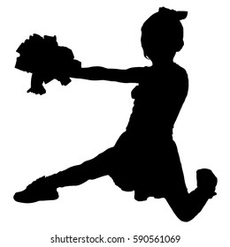 Black silhouette of girl cheerleaders. Sports, cheerleading.