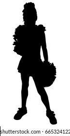 Black silhouette of girl cheerleaders. Sports, cheerleading