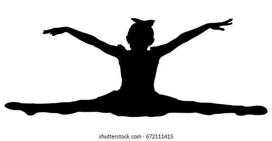 Black silhouette of girl cheerleaders. Sports, cheerleading, split.