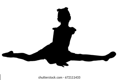 Black silhouette of girl cheerleaders. Sports, cheerleading, split.