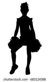 Black silhouette of girl cheerleaders. Sports, cheerleading, split.