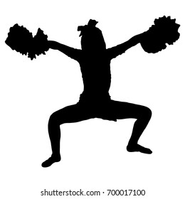 Black silhouette of girl cheerleaders. Sports, cheerleading, split.