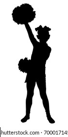 Black Silhouette Girl Cheerleaders Sports Cheerleading Stock Vector ...