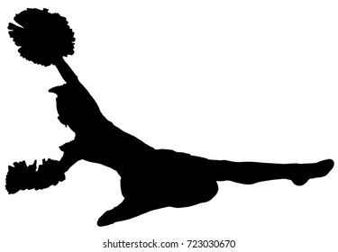 Black silhouette of girl cheerleaders. Sports, cheerleading, split.