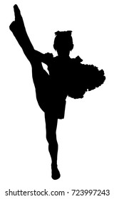 Black silhouette of girl cheerleaders. Sports, cheerleading, split.