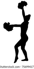 Black Silhouette Girl Cheerleaders Sports Cheerleading Stock Vector ...