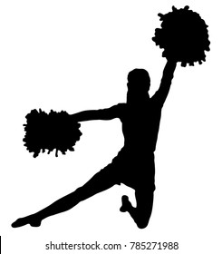 Black silhouette of girl cheerleaders. Sports, cheerleading, split.