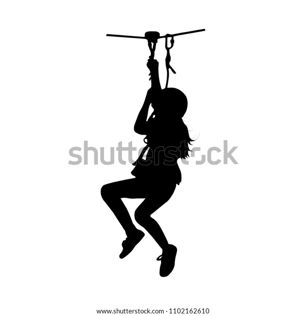 ジッパーで降りてくる少女の黒いシルエット 分離型ベクターイラスト のベクター画像素材 ロイヤリティフリー