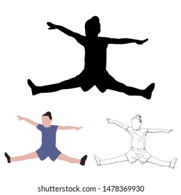 black silhouette girl doing exercises