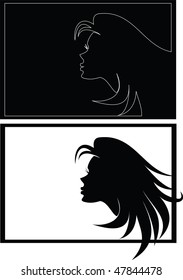 Black silhouette of the girl in a framework