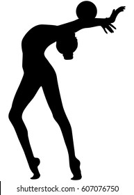 black silhouette girl gymnast with ball rhythmic gymnastics
