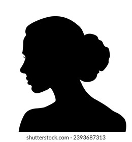 black silhouette of a girl on a white background.