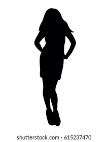 Black Silhouette Girl Posing Vector Illustration Stock Vector (Royalty ...