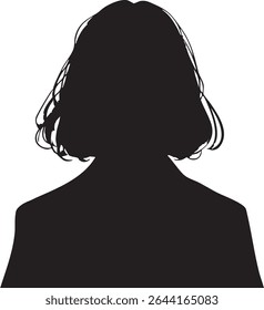 Black silhouette of a girl with short hair perfect for user avatars.
