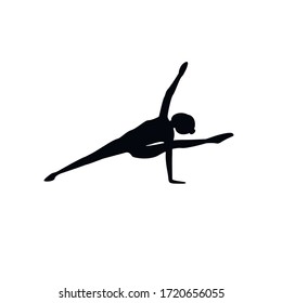 Black silhouette of a girl who performs exercises from yoga