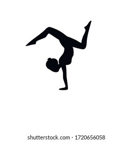 Black silhouette of a girl who performs exercises from yoga