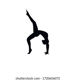 Black silhouette of a girl who performs exercises from yoga