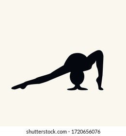 Black silhouette of a girl who performs exercises from yoga